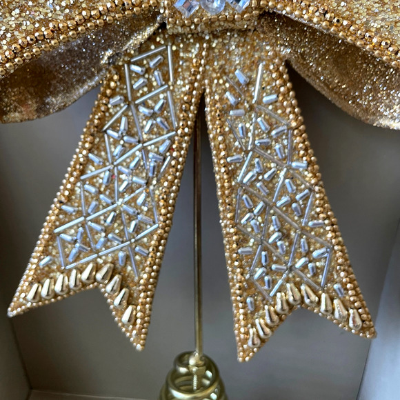 Gold & Silver Rhinestone BOW Tree Topper Glam CHRISTMAS Decor BY 34th & Pine New - Picture 12 of 14
